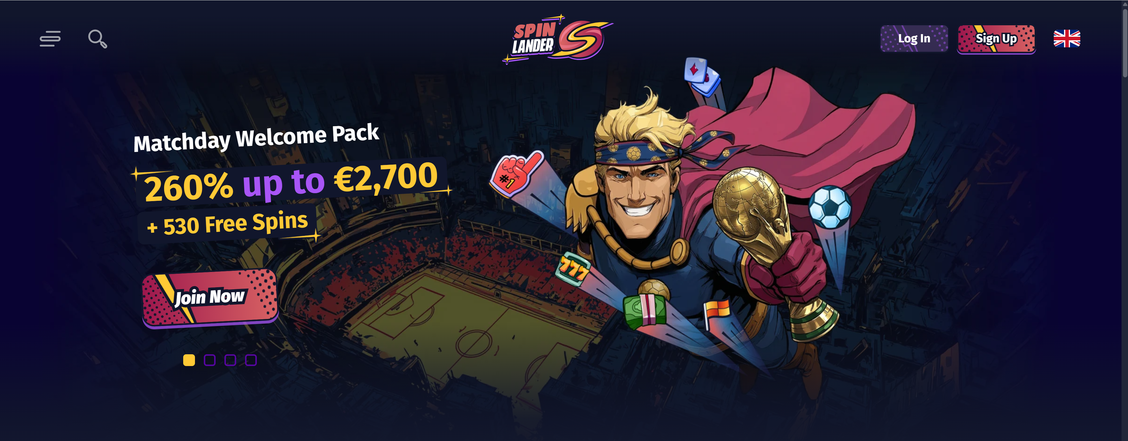 SpinLander Matchday Welcome Pack bonus za registraci